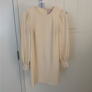 Gal Meets Glam Soft Cream Puff-Sleeve Mini Dress